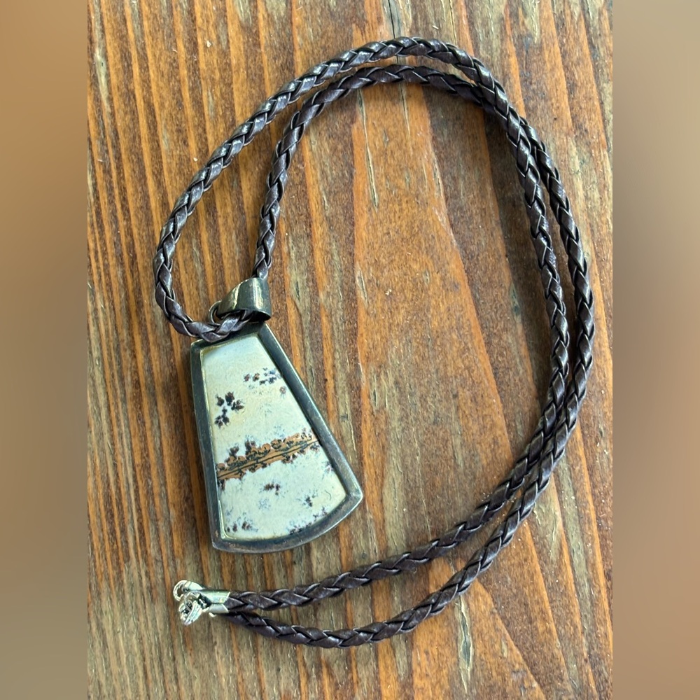Natural Stone and Sterling Silver Pendant Necklace